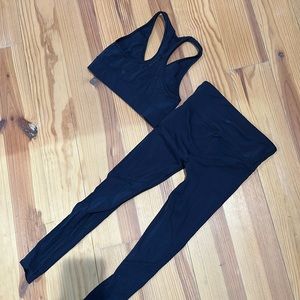 Lululemon navy mesh tights and sports bra